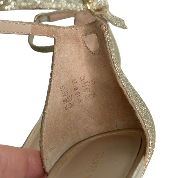 Stuart Weitzman Amelina Giltter Sandals 6 - Picture 6 of 10